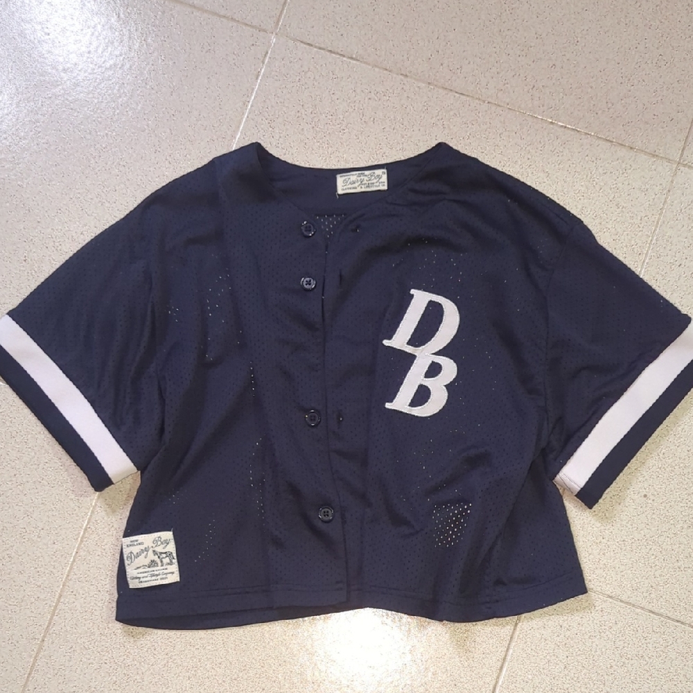Dairy Boy Navy Blue Baseball Jersey with White Accents
